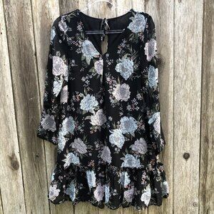 H&M Floral Long Sleeve Floral Midi Dress